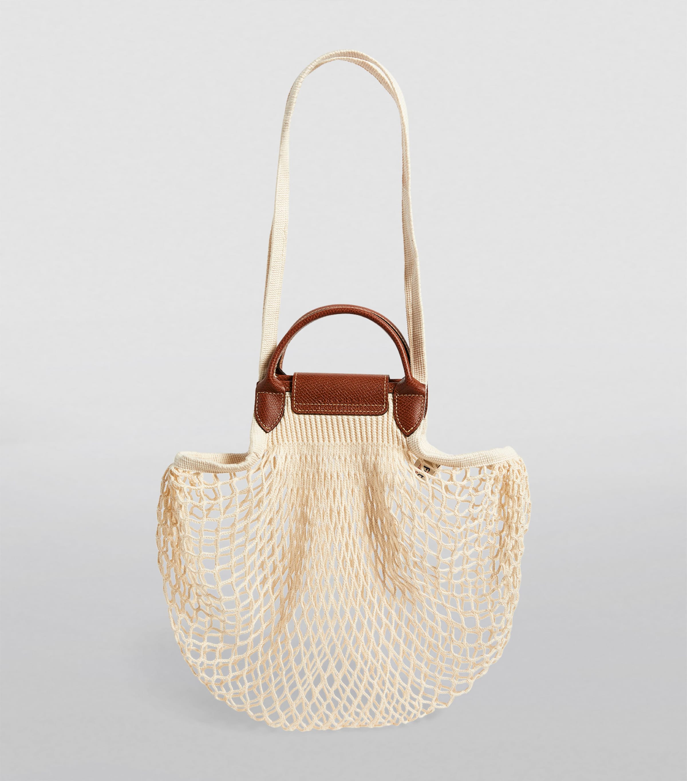 Longchamp Le Pliage Filet mesh bag with leather handles, UK version