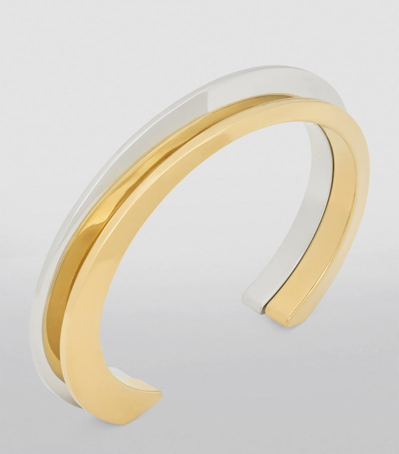 Saint Laurent peaked cuff bracelets gold and silver set, UK version
