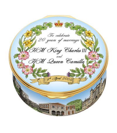 Halcyon Days King Charles III & Queen Camilla 20. Hochzeitstag Emaille-Box