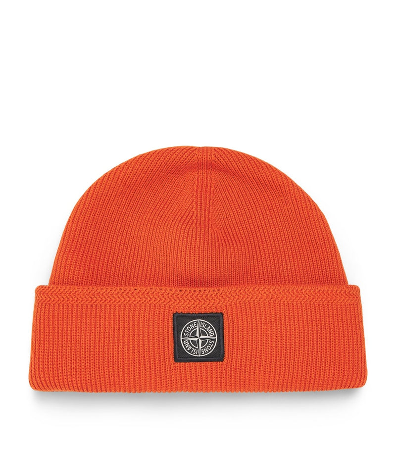 Stone Island compass patch beanie cotton knit - British product