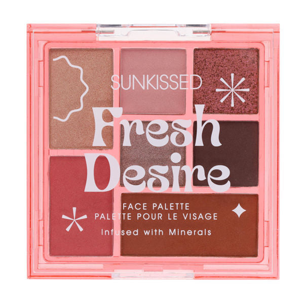 Sunkissed Fresh Desire face palette with eyeshadows, blusher, bronzer and highlighter, UK version