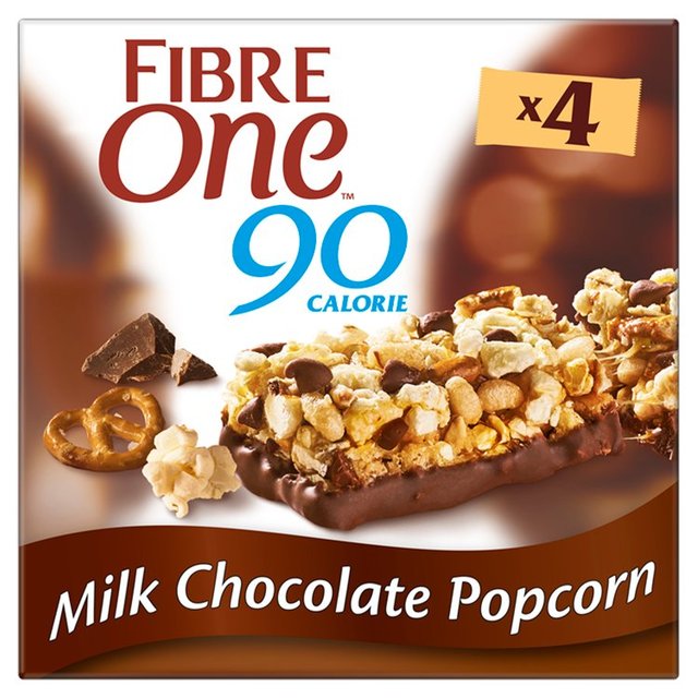 Fibre One 90 Calorie Milk Chocolate Popcorn Bars   4 x 21g