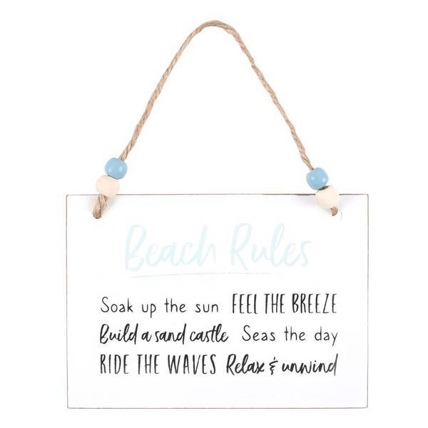 Something Different Beach Rules hanging sign 14x10cm, imported from the UK