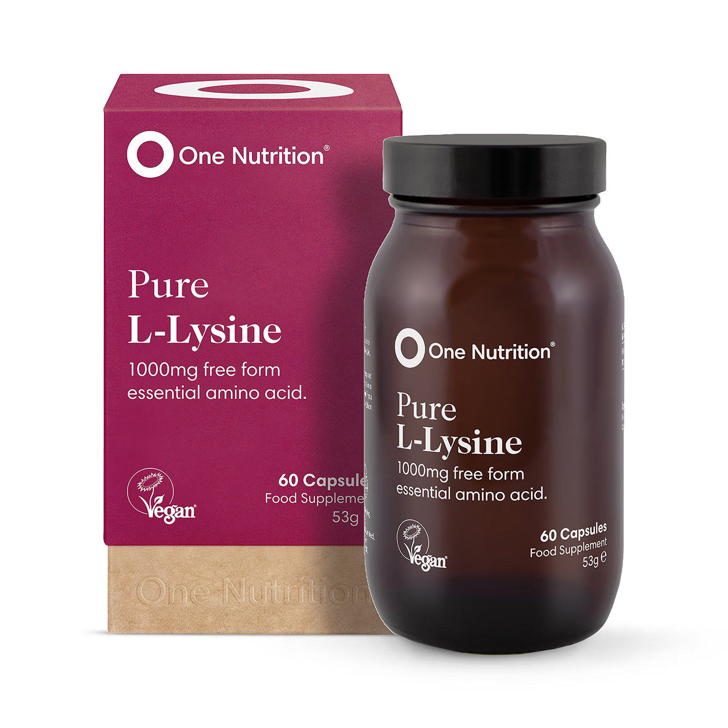 One Nutrition L-Lysine supplement 60 capsules, imported from the UK