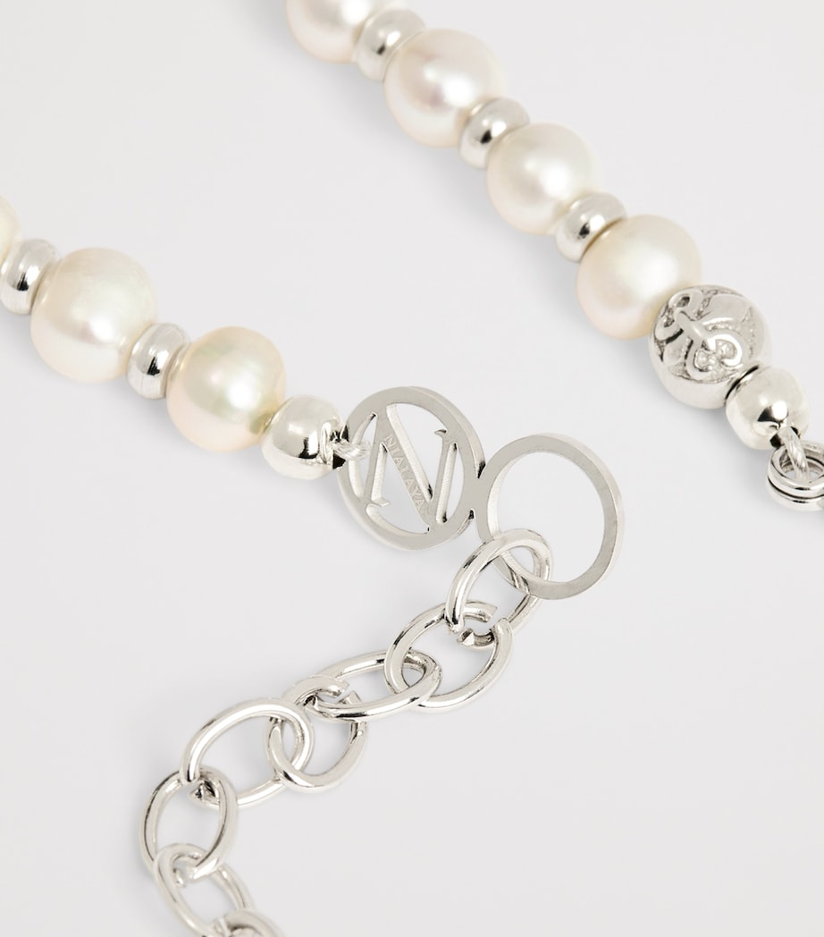 Nialaya Freshwater Pearl Necklace with stainless steel beads, UK version