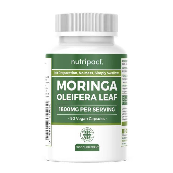 Nutripact Moringa leaf capsules 90 vegan capsules, imported from the UK