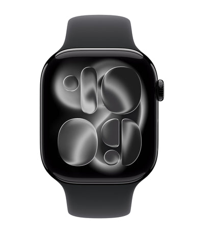 Apple Watch Series 11 Smartwatch, Diamantschwarz mit schwarzem Sportarmband, 46 mm, Größe S/M