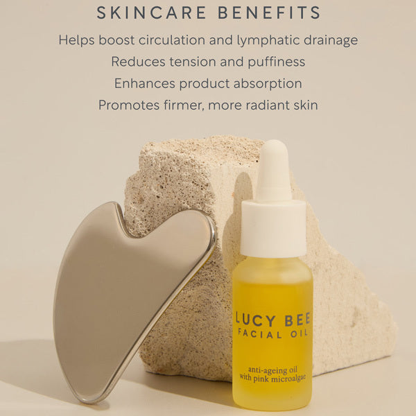 Lucy Bee Stainless Steel Gua Sha facial tool (British brand)