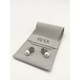 SVNX clover earrings with pearl in silver, imported from the UK