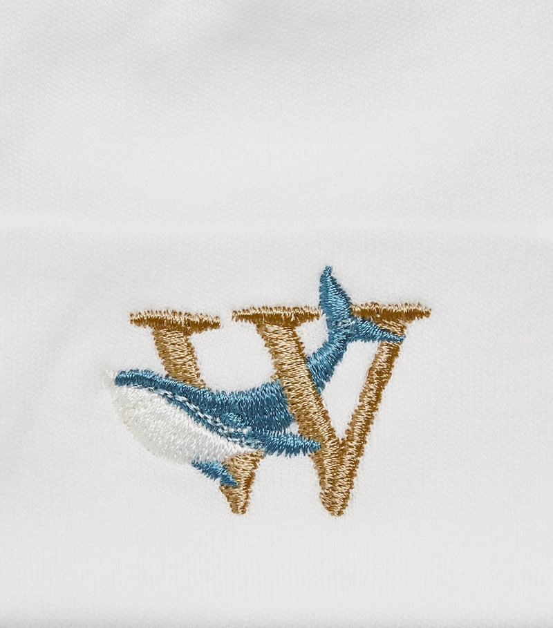 Paint My Dreams baby beanie embroidered 'W' (British brand)