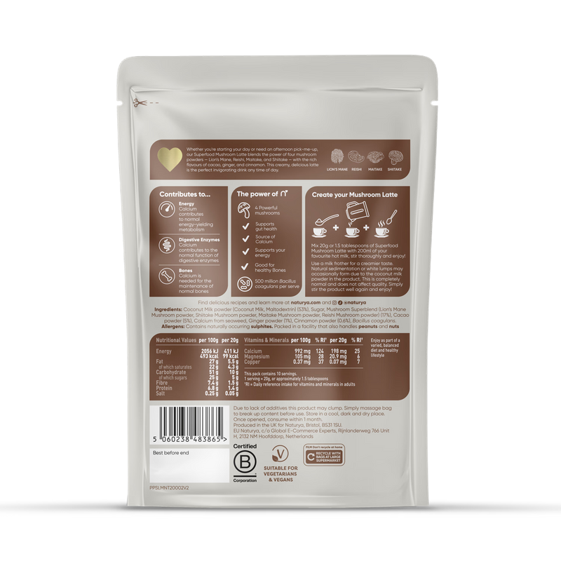 Naturya mushroom latte superfood blend 200g (British brand)