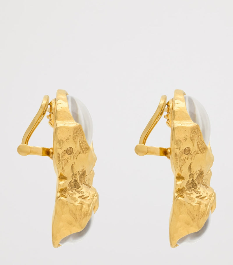 Saint Laurent resin-detail clip-on earrings (British brand)