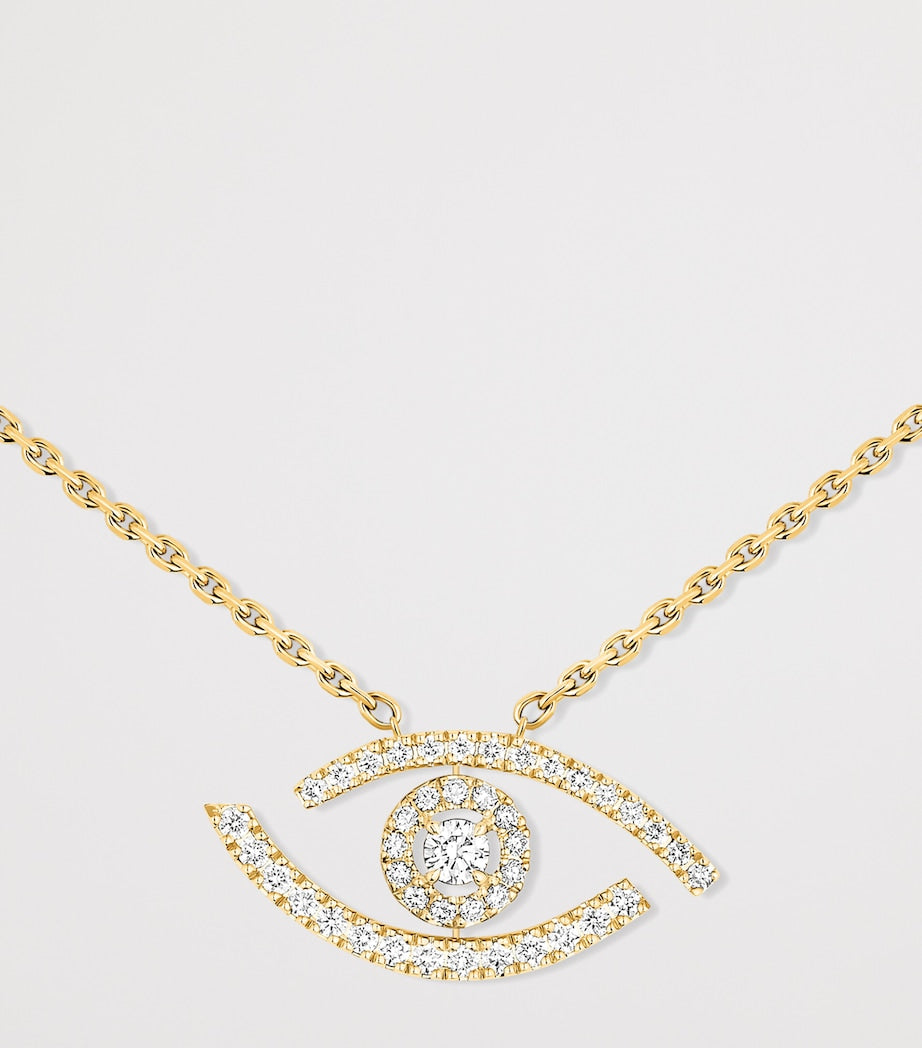 Messika Lucky Eye necklace 0.29ct yellow gold diamond pavé, UK version