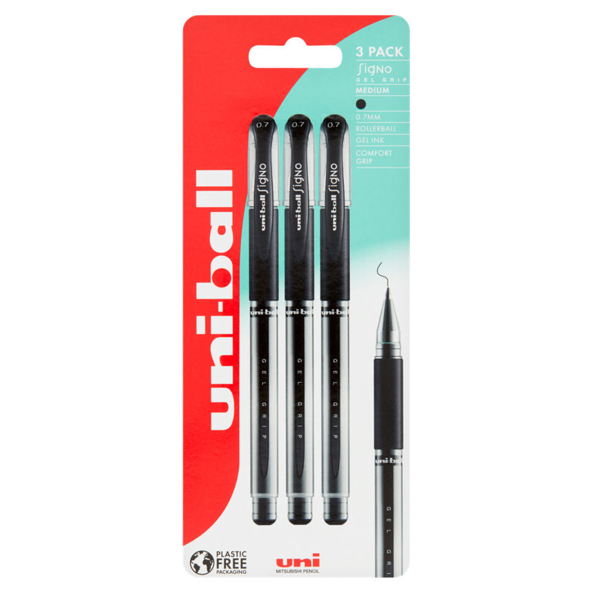 uni-ball Signo Gel Grip Pens 3 Pack Office Supplies ASDA   