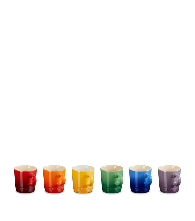 Le Creuset rainbow espresso mugs set of 6, UK version