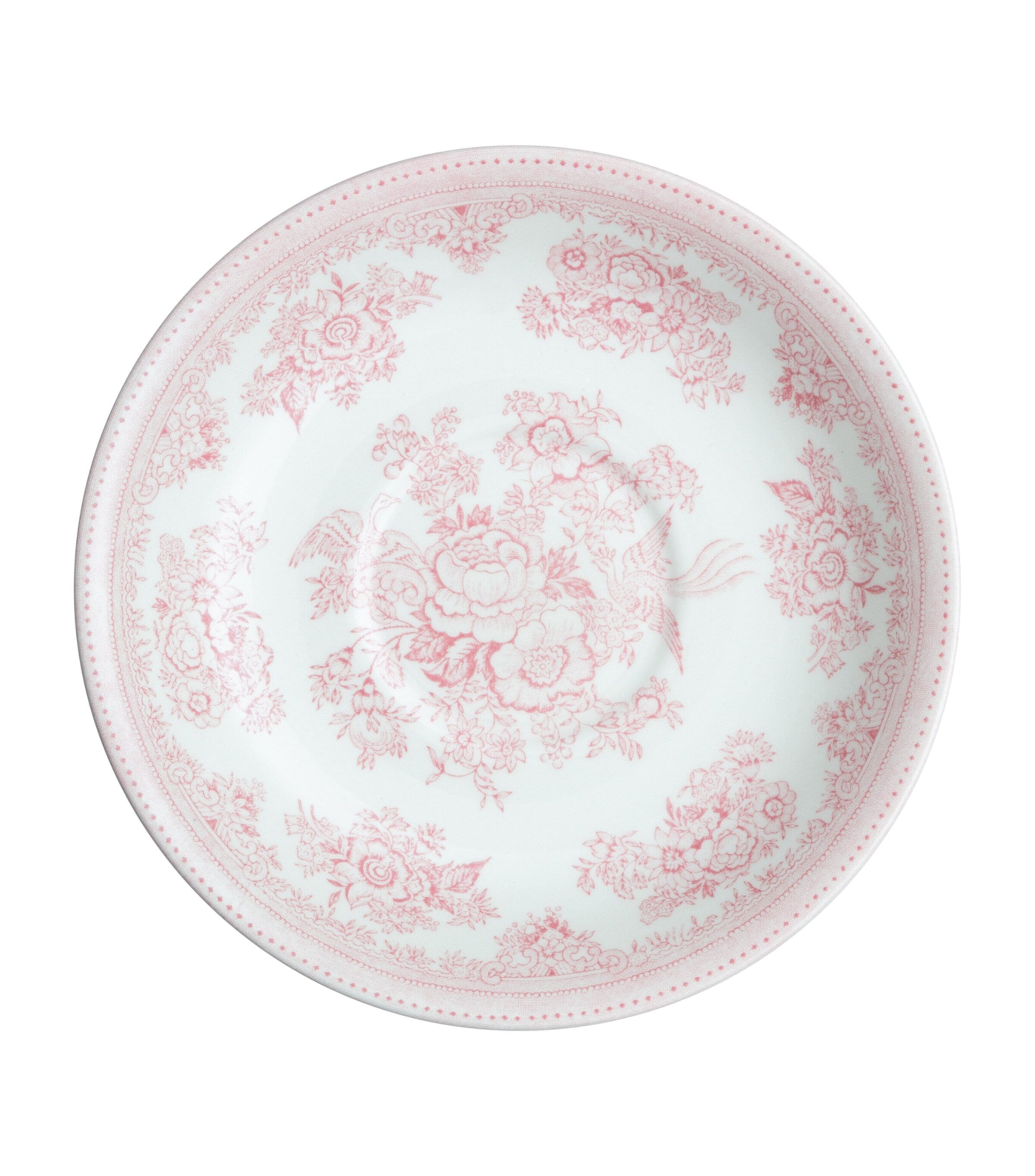 Burleigh Pink Asiatic Pheasants porcelain breakfast cup and saucer set - British product