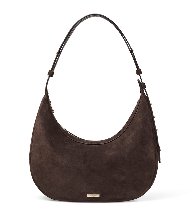 Aspinal of London suede Hudson Crescent cross-body bag, UK version