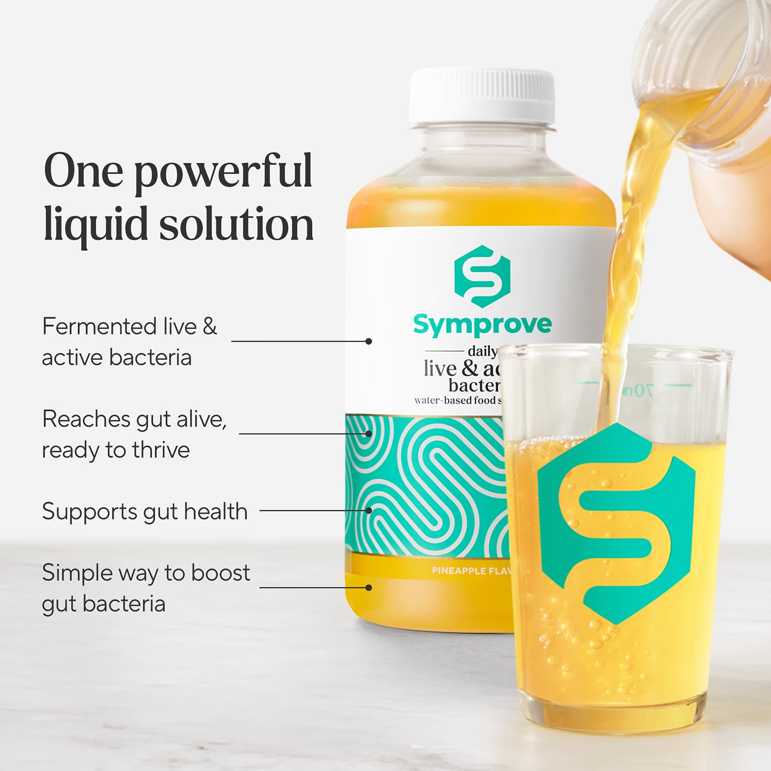 Symprove live bacteria supplement pineapple flavour 500ml, imported from the UK