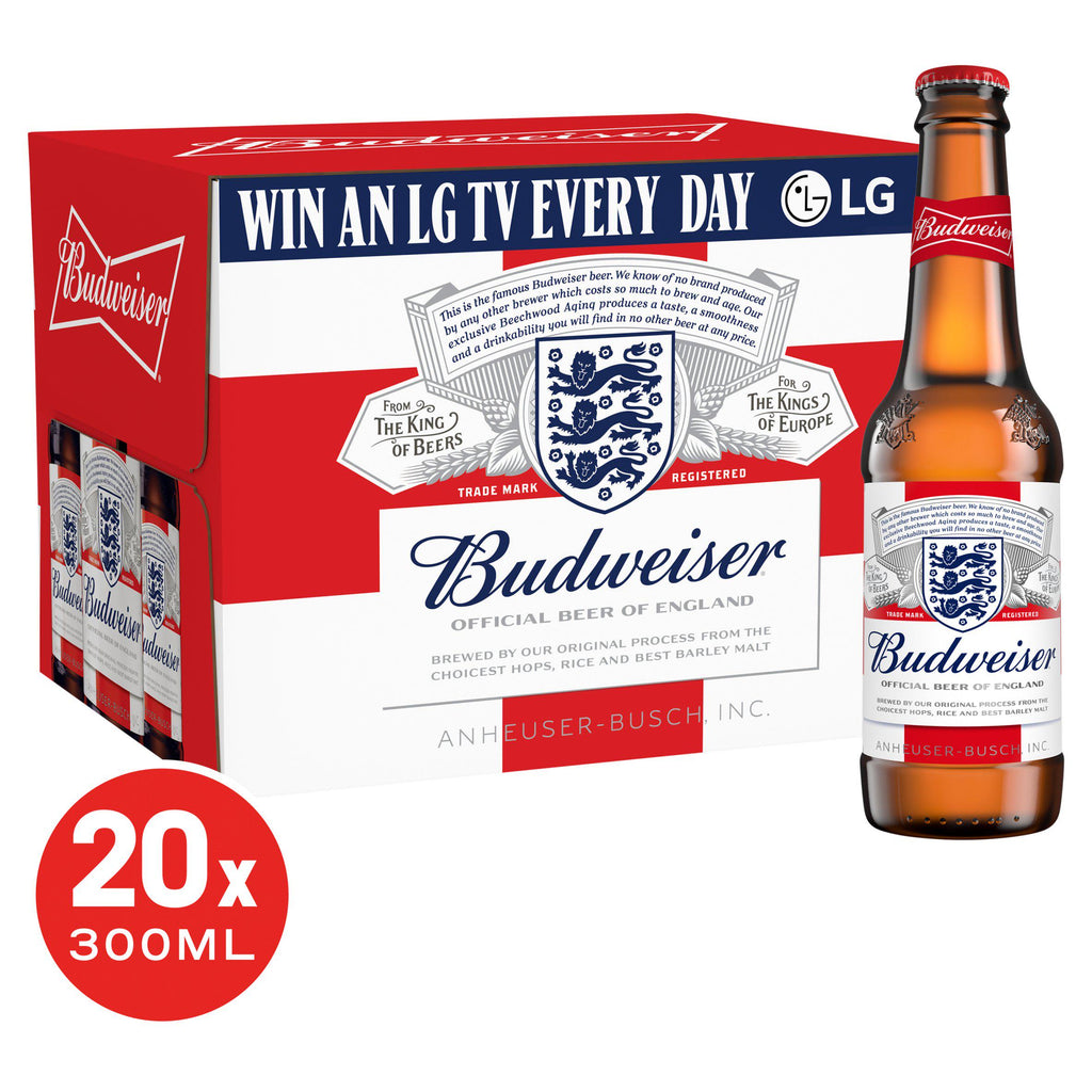 Budweiser Lager Beer Bottles 20x300ml