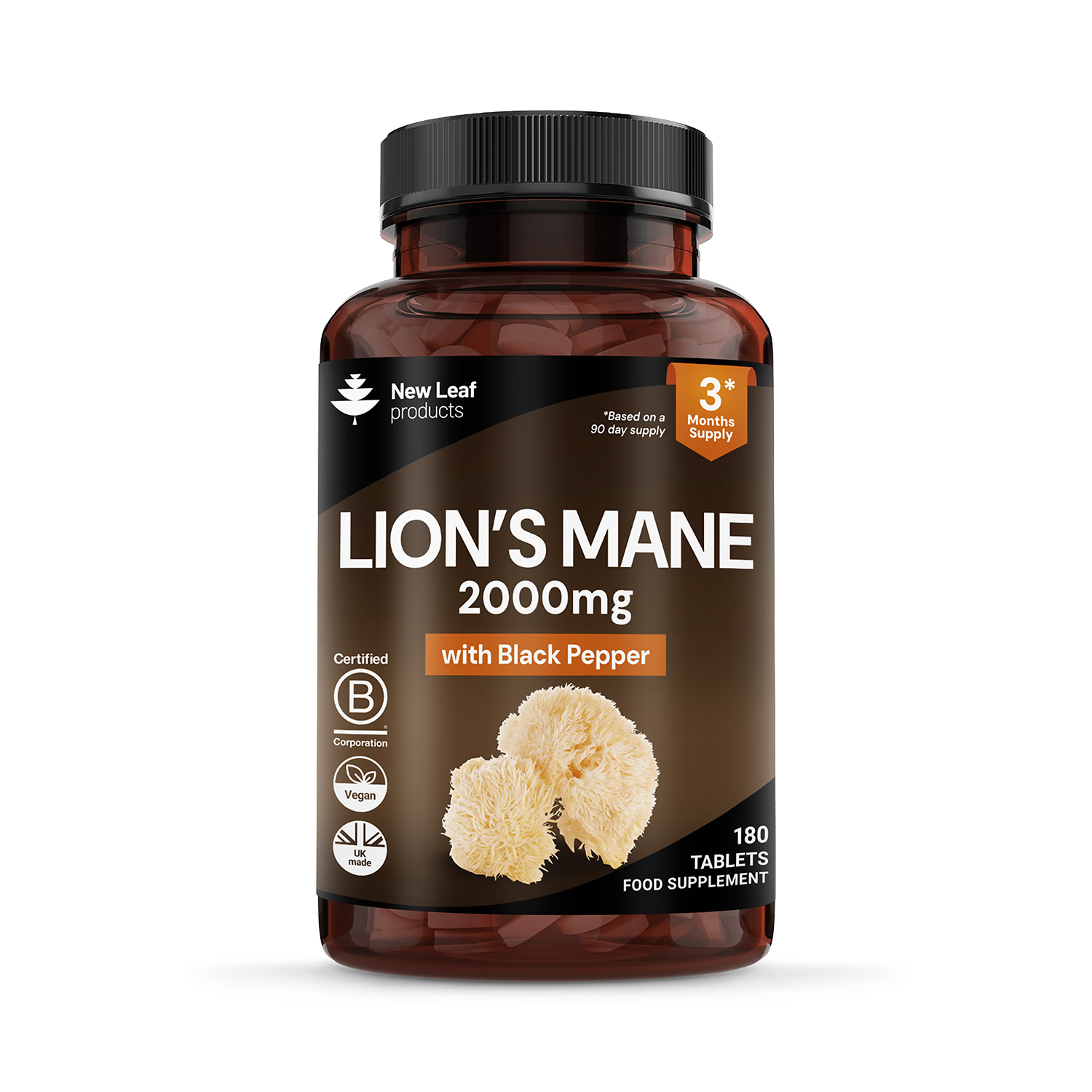 New Leaf Products Lion's Mane tablets 180 tablets, UK version