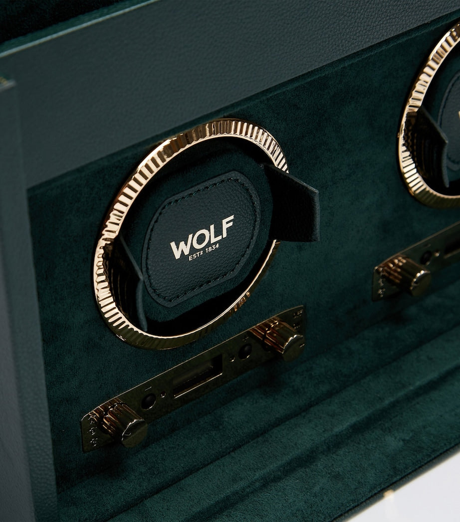 WOLF vegan leather double watch winder British Racing Green, UK version