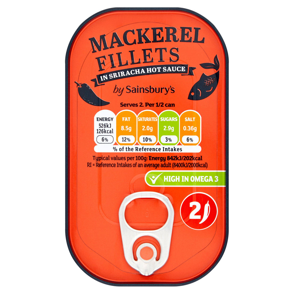 Sainsbury's Mackerel Fillets in Sriracha Hot Sauce 125g