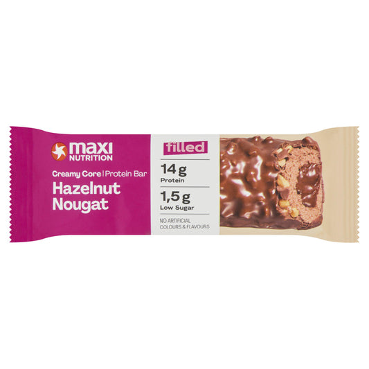 Maxi Nutrition Filled Creamy Core Hazelnut Nougat Protein Bar 45g GOODS Sainsburys   