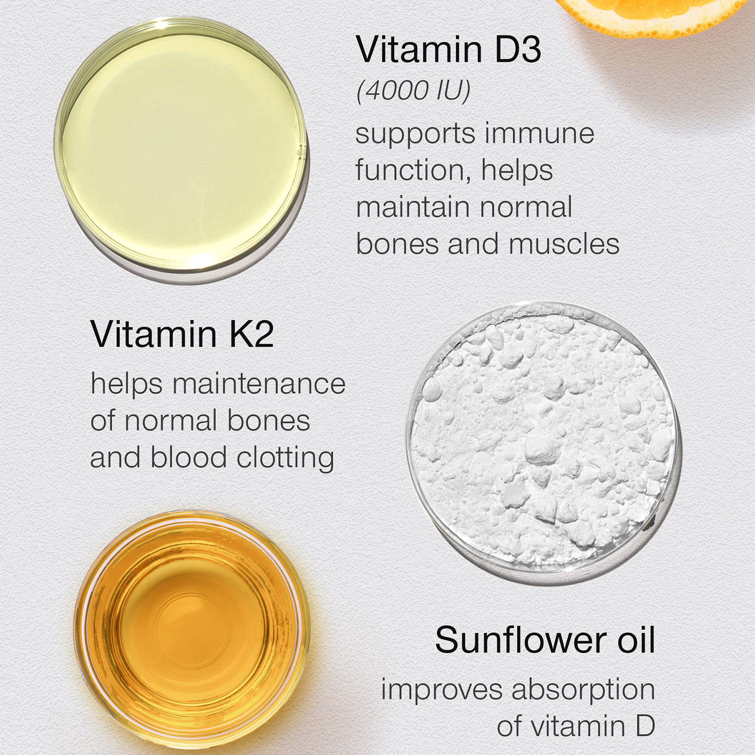 SuperSelf Vitamin D3 K2 drops orange flavour 30ml - British product