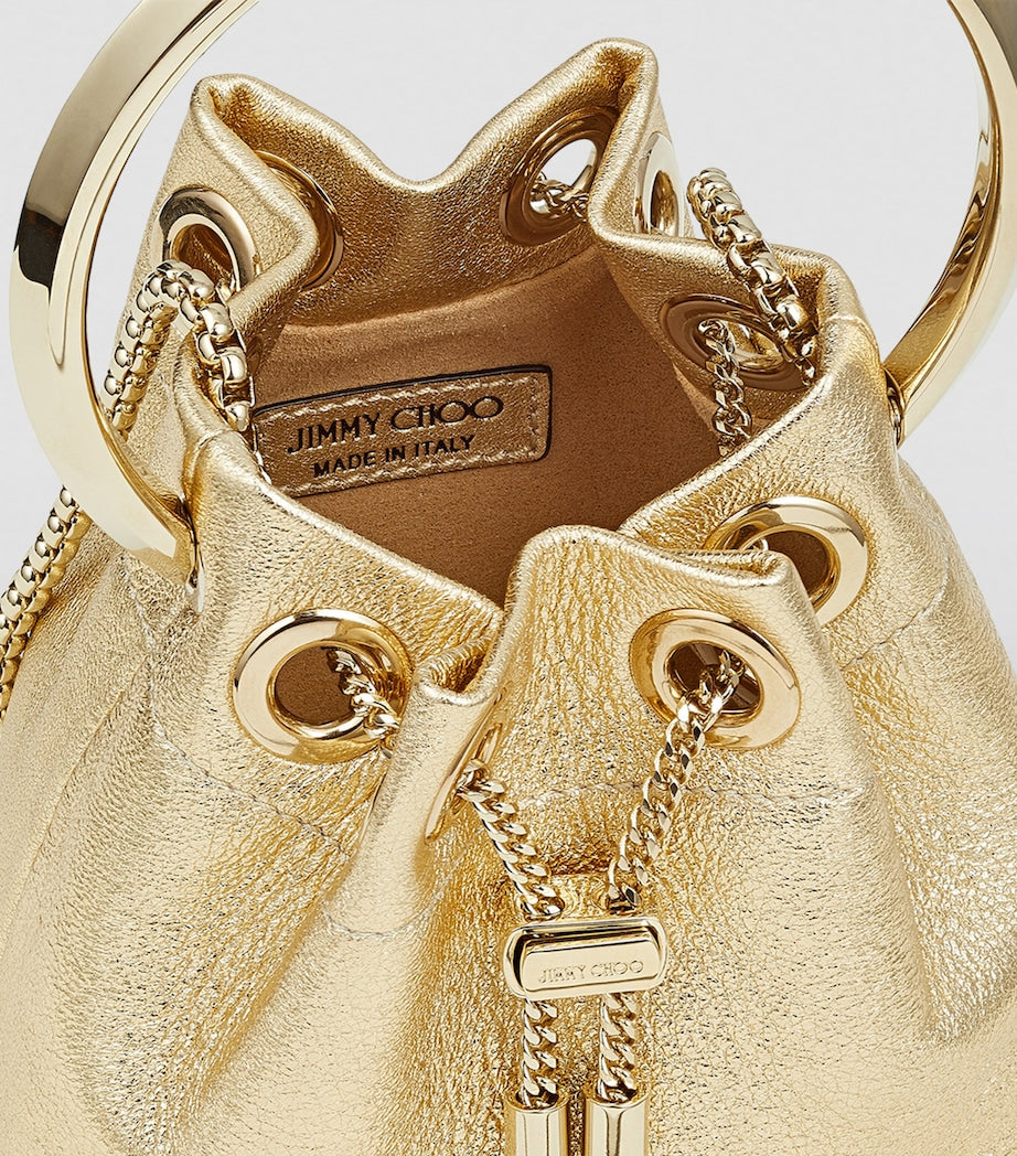 Jimmy Choo Micro Bon Bon top-handle bag metallic leather (British brand)