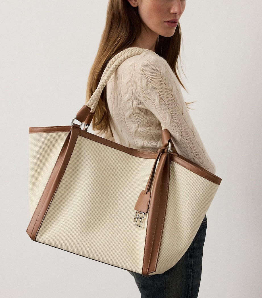 Ralph Lauren woven calfskin-trim RL 888 tote bag, UK version