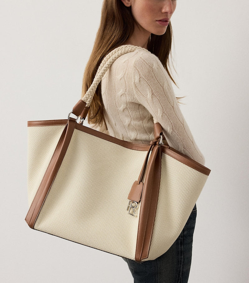Ralph Lauren woven calfskin-trim RL 888 tote bag, UK version