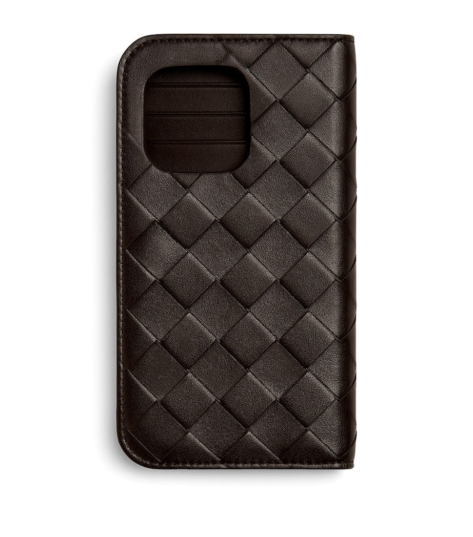 Leather Weave Phone Case with Card Slots for iPhone 16 Pro