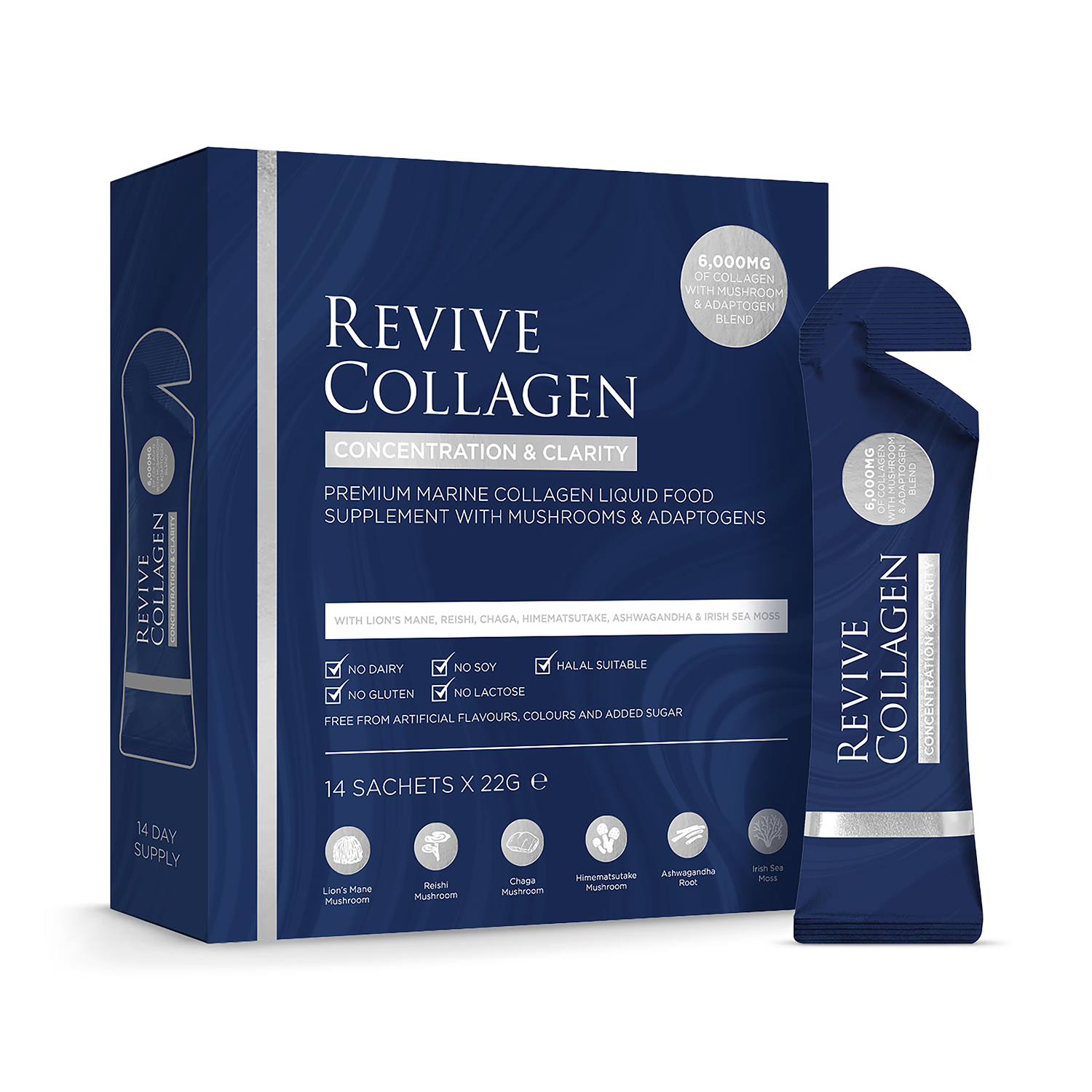 Revive Collagen mushroom blend Concentration & Clarity 14 sachets - British product