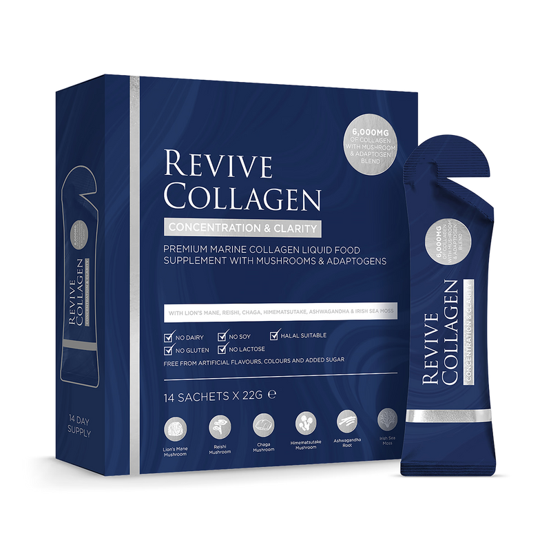 Revive Collagen mushroom blend Concentration & Clarity 14 sachets - British product