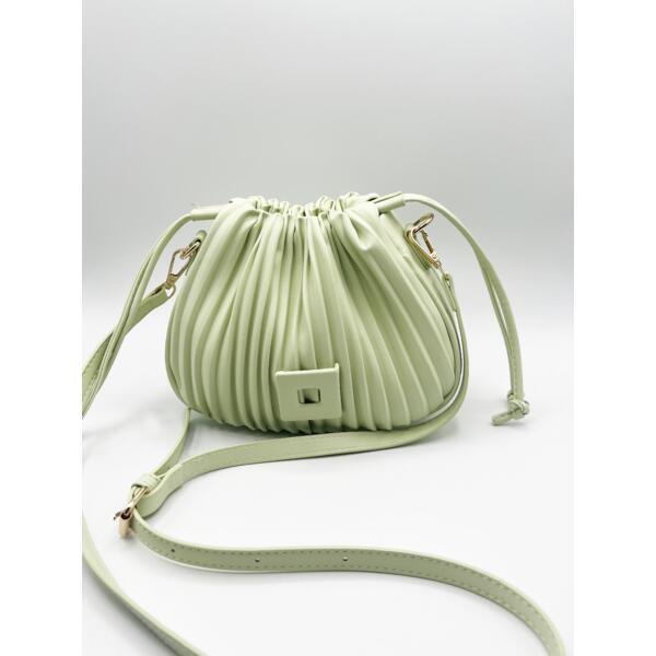 Pleated pouch bag in mint green with PU leather (British brand)