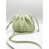 Pleated pouch bag in mint green with PU leather (British brand)