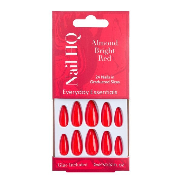 Nail HQ false nails Almond Bright Red 24 pieces, UK version