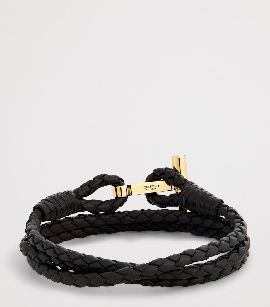 TOM FORD leather braided T bracelet - British product