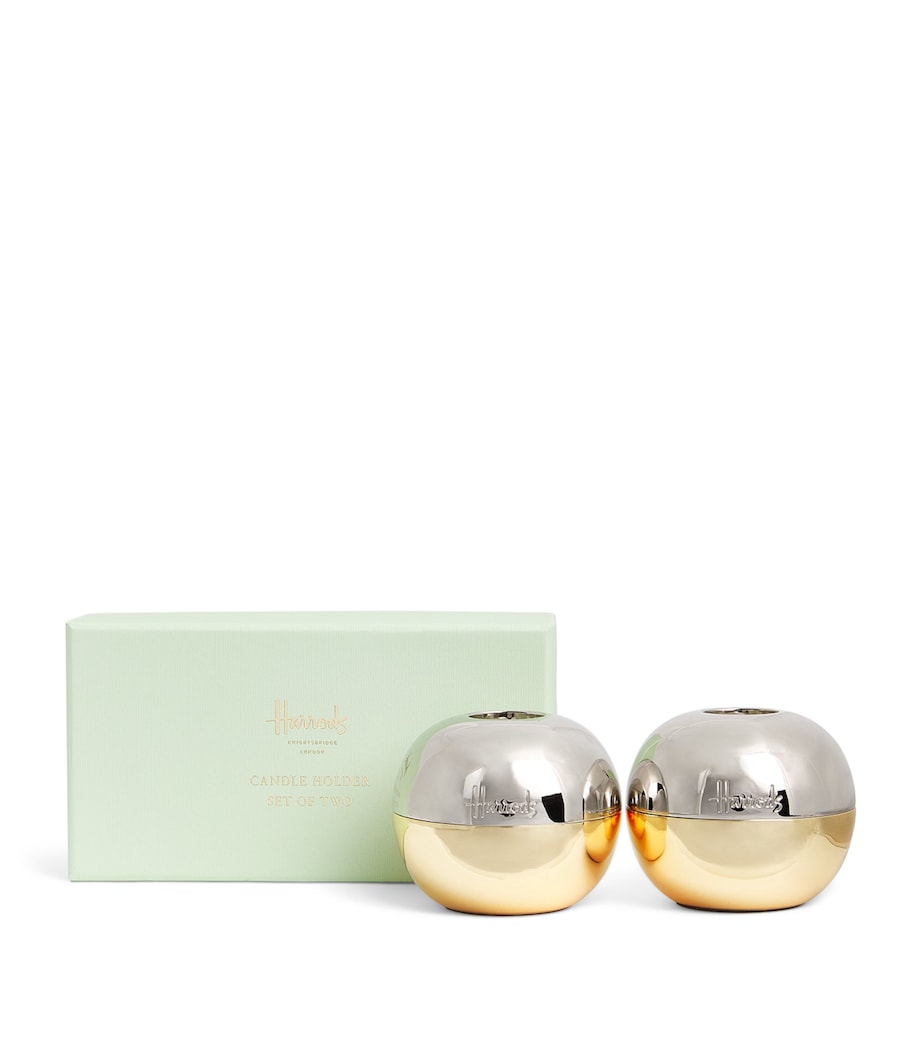 Harrods stainless steel two-tone candle holders set of 2, UK version