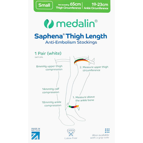 Medalin 2 Pack Anti-Embolism Thigh High Stockings, UK version