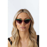 SVNX cat-eye sunglasses pink green - British product