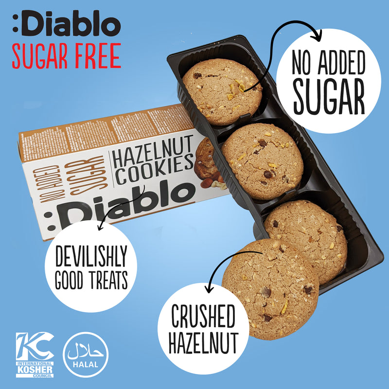 Diablo no added sugar hazelnut cookies 135g, UK version