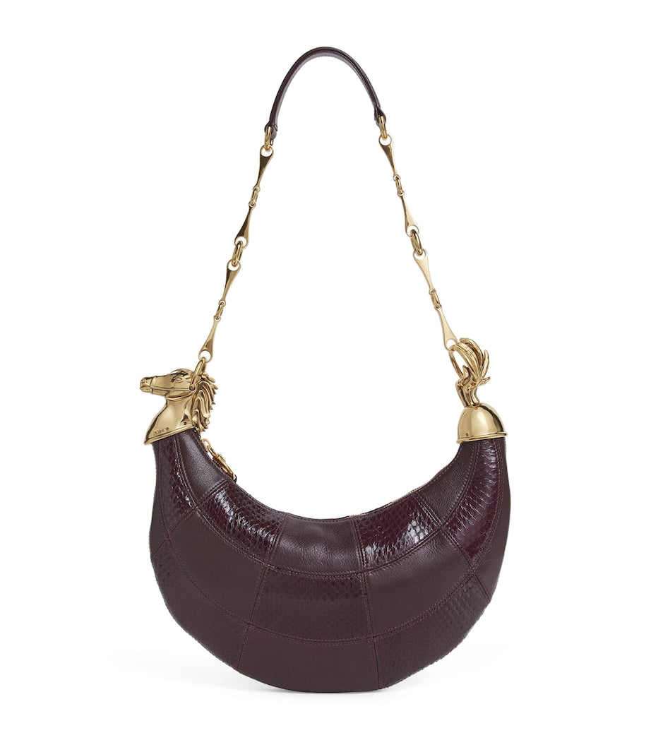 Chloé Chain Horse shoulder bag buffalo leather and snakeskin, UK version