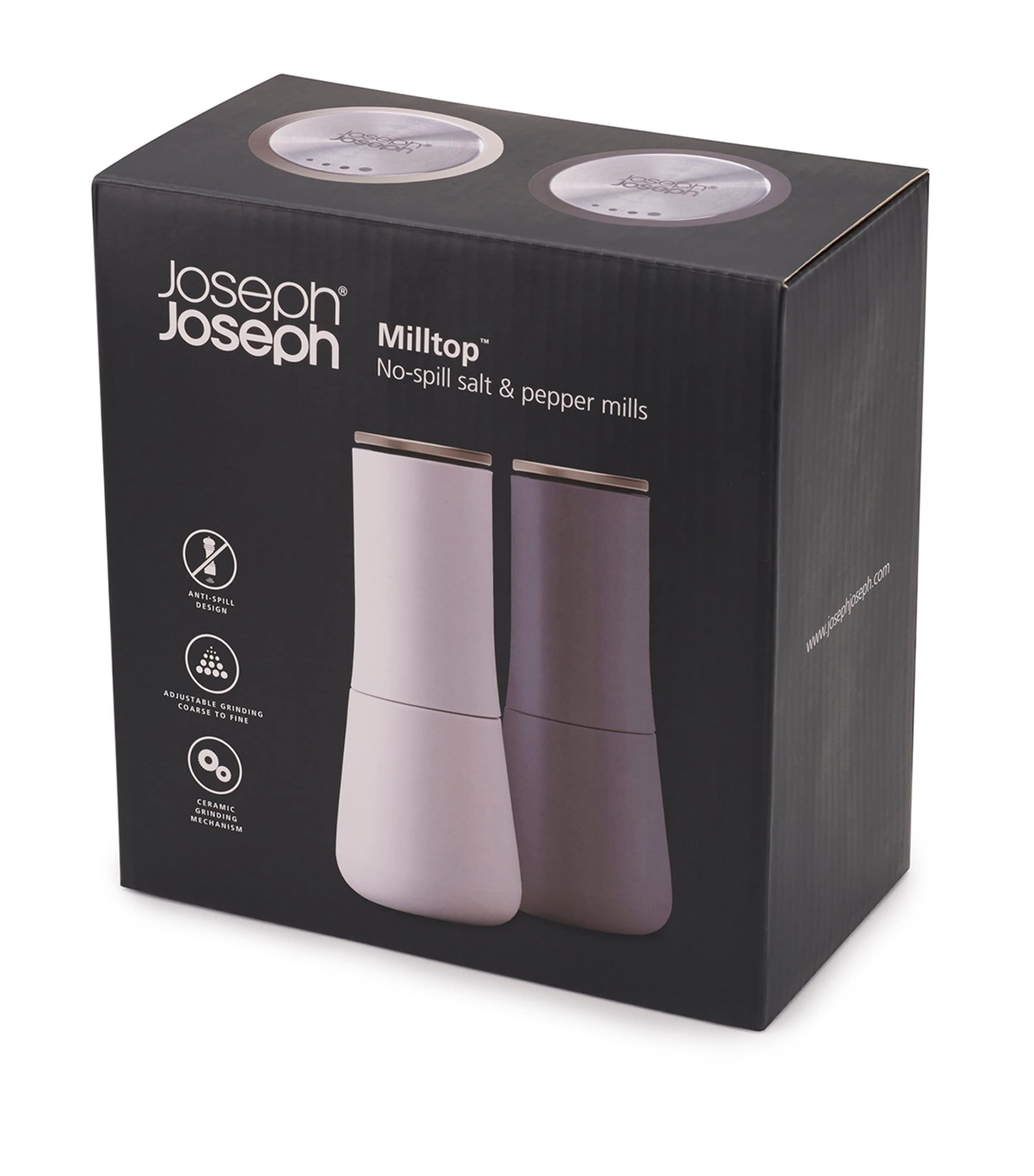 Joseph Joseph Milltop salt and pepper mills, UK version