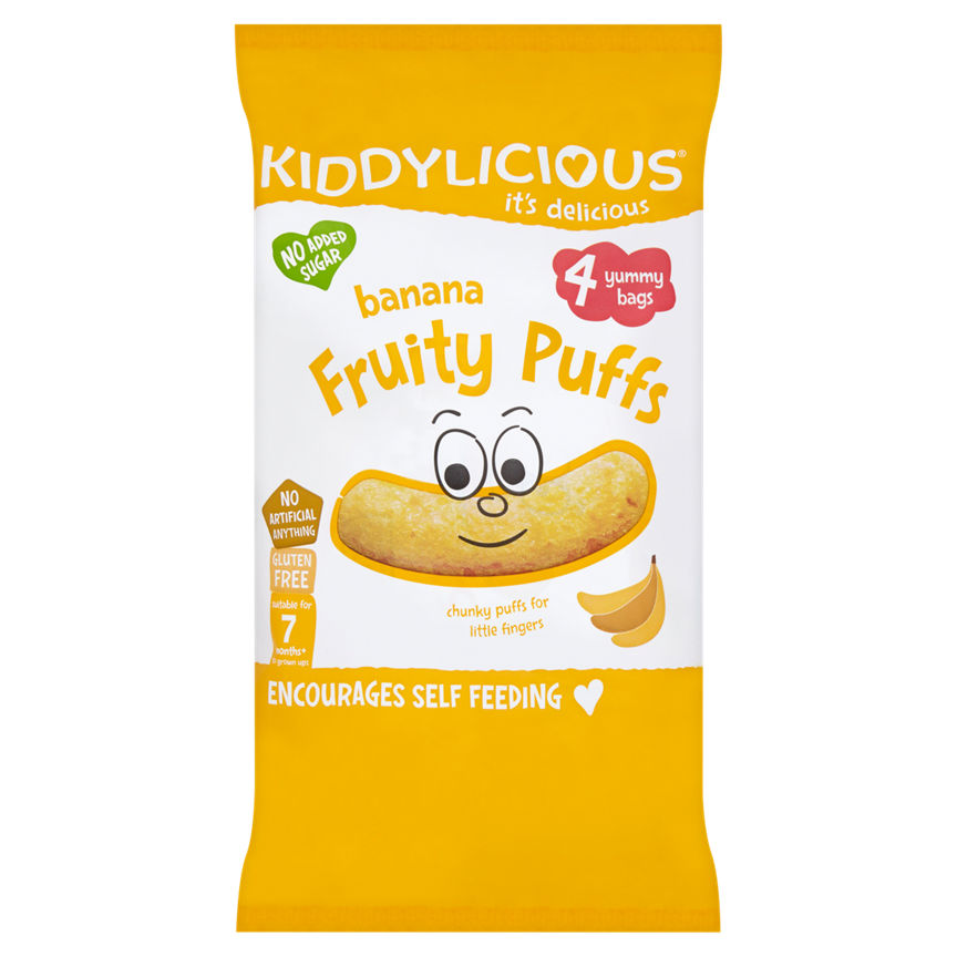 Kiddylicious Banana Fruity Puffs 7+ Months Baby Food ASDA   