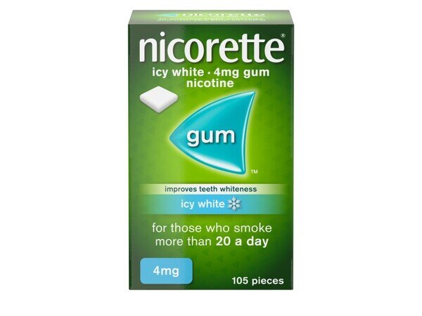 Nicorette Icy White 4mg Nicotine Gum 105s (Stop Smoking) GOODS Superdrug   