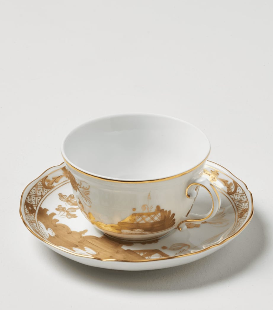 Ginori 1735 Aurum tea cup with golden floral decoration, UK version