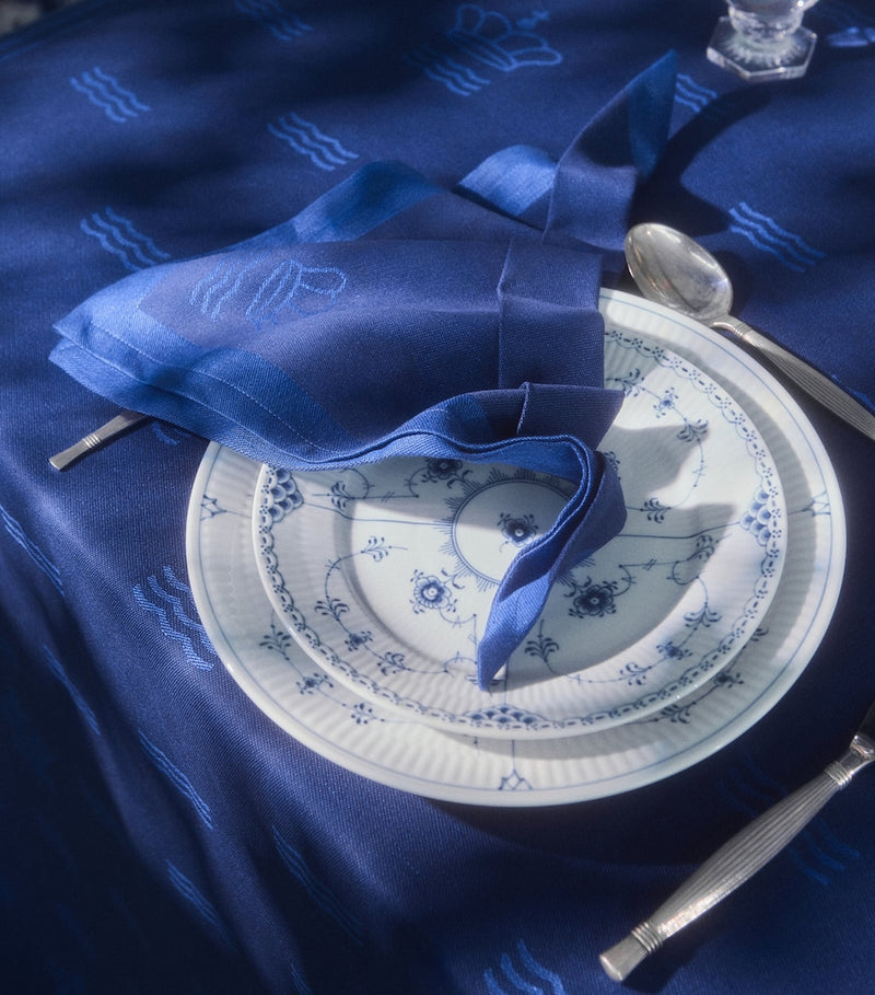Royal Copenhagen Jacquard Waves Tablecloth 145cm x 270cm, imported from the UK