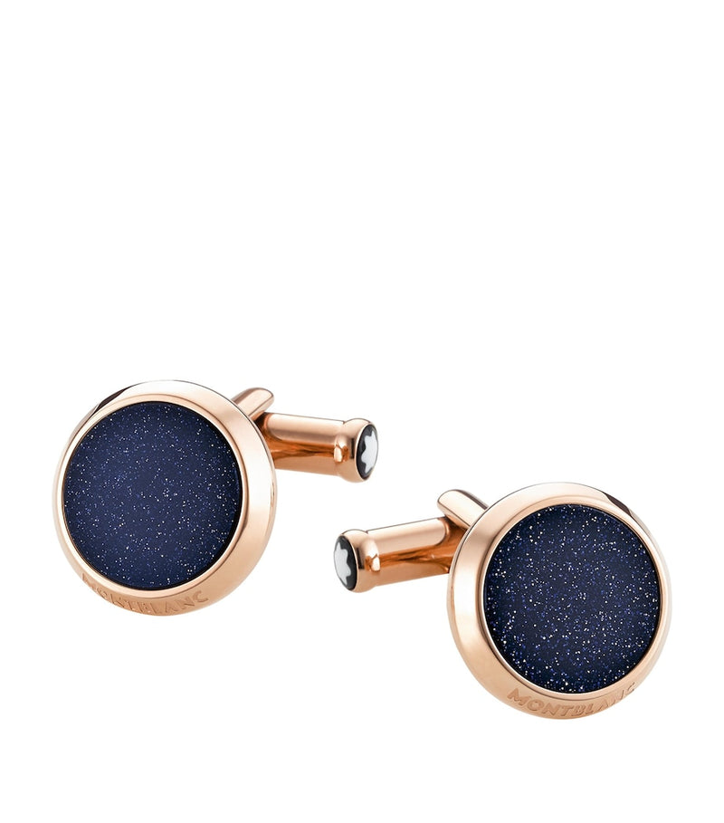 Montblanc Meisterstück cufflinks blue goldstone stainless steel - British product
