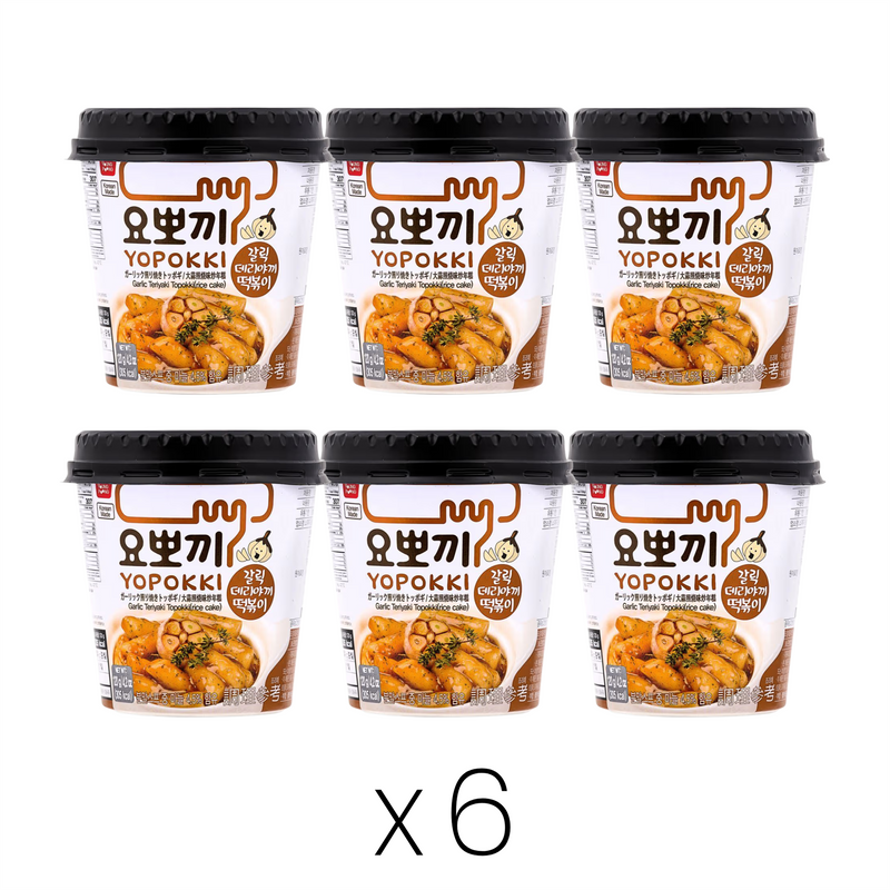 Yopokki garlic teriyaki topokki cup bundle of 6 - British product